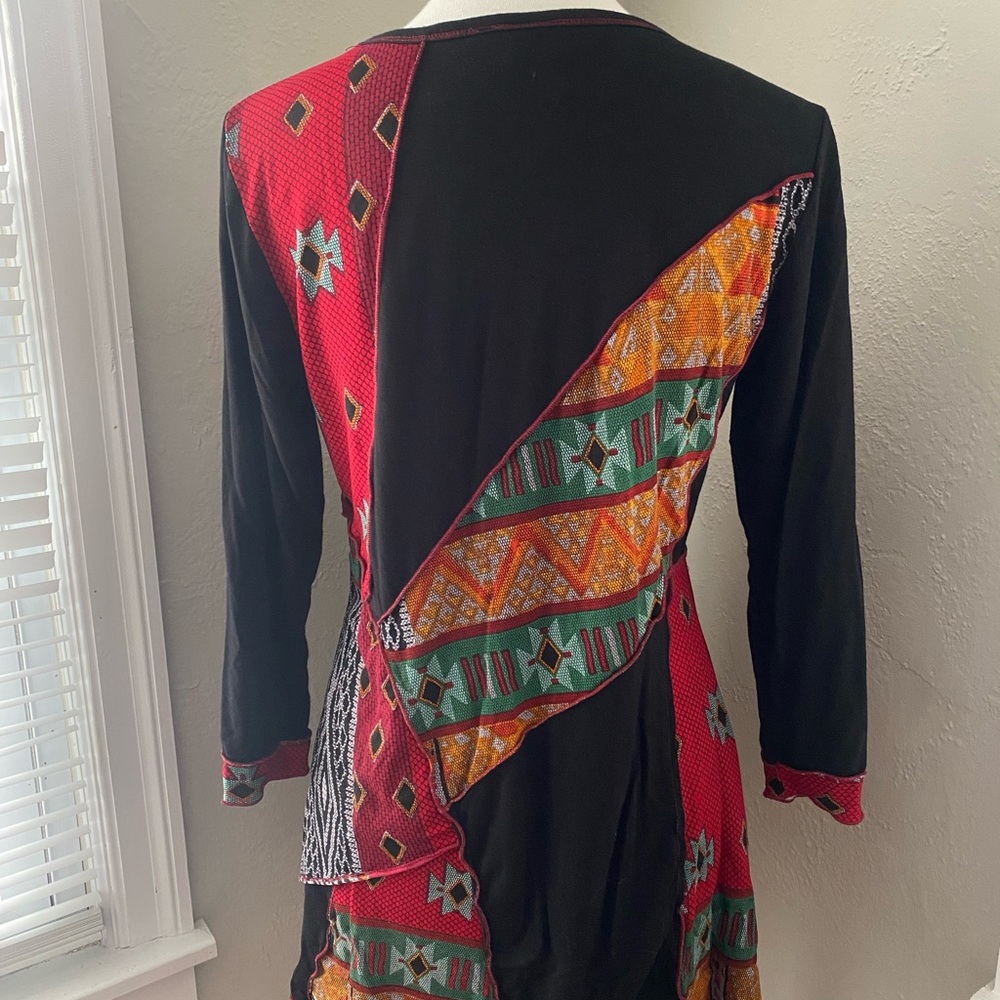 Parsley & Sage Art Retro Asymmetrical Abstract Multicolor 3/4 Sleeve Tunic Top S - Picture 6 of 10